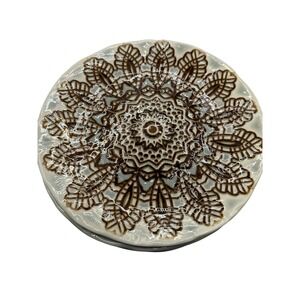 Merritt Medallion Lace 9 in Salad Plates Ivory Set of 6 Dishwasher Safe Melamine